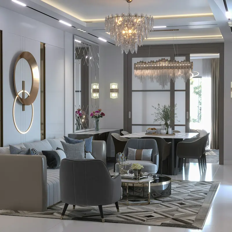 Modern glamour living room