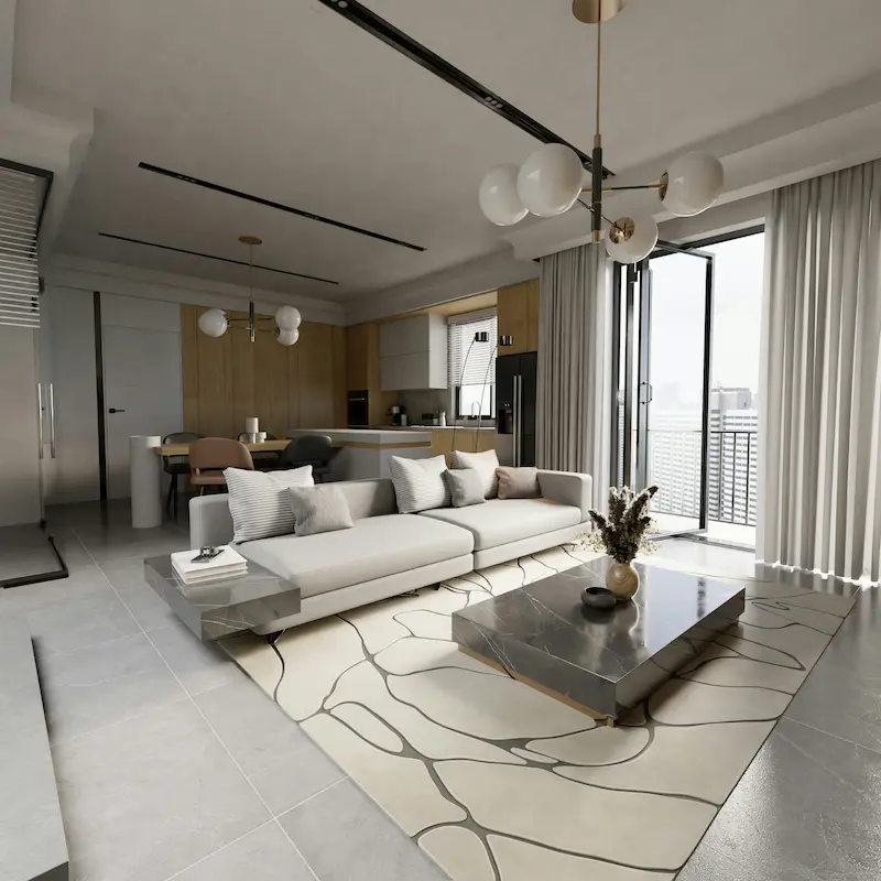 Modern glamour living room